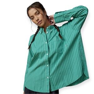 BDG DAD BUTTON DOWN SHIRT- Green Multi/Size M